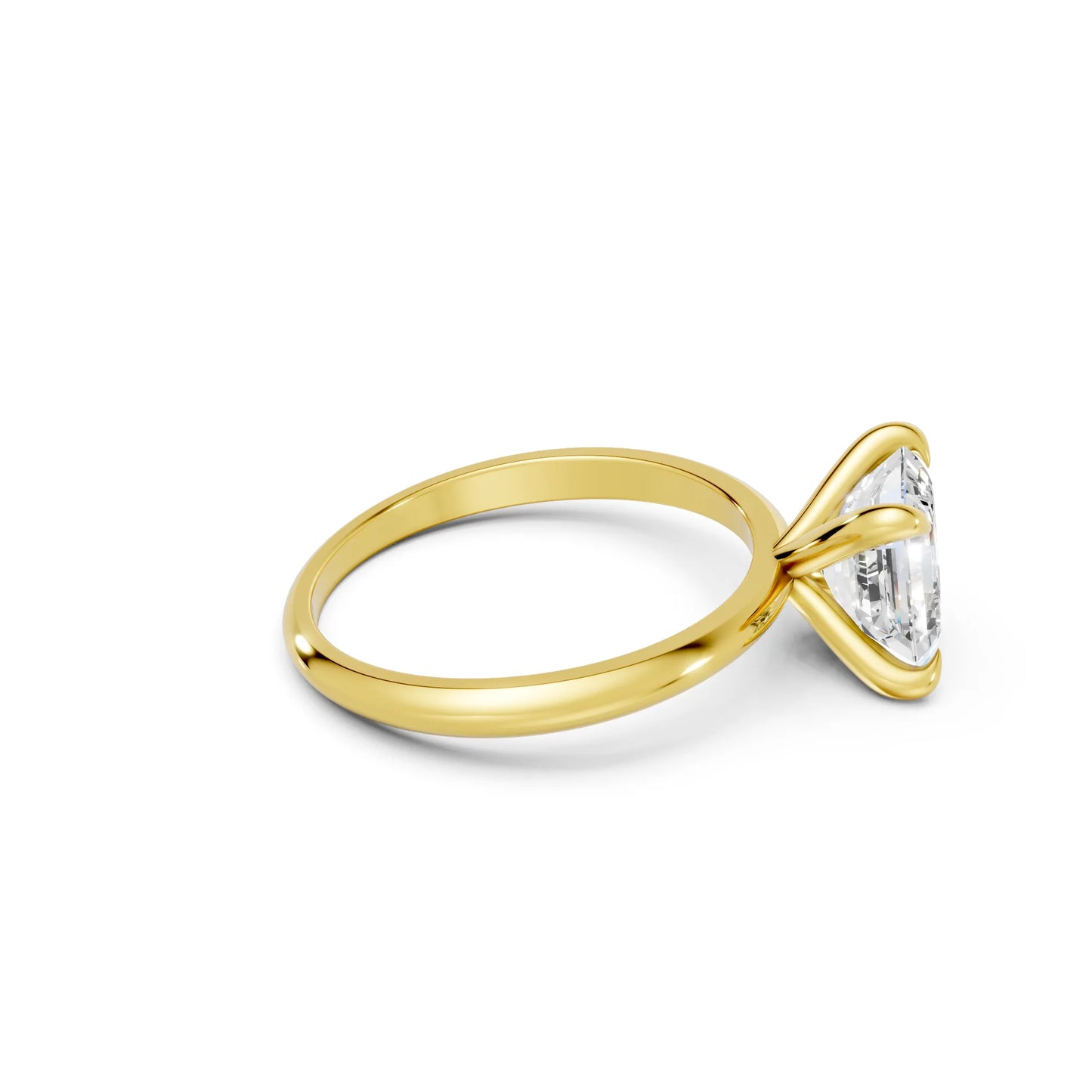 14K Gold Asscher Cut Diamond Solitaire Engagement Ring