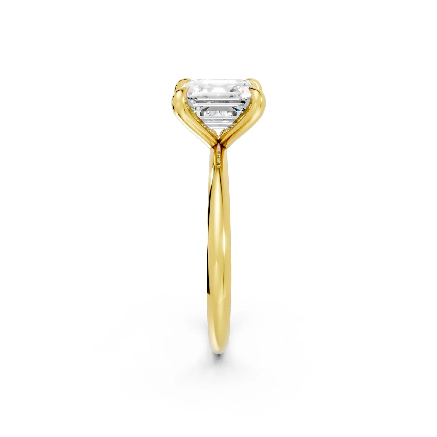 14K Gold Asscher Cut Diamond Solitaire Engagement Ring