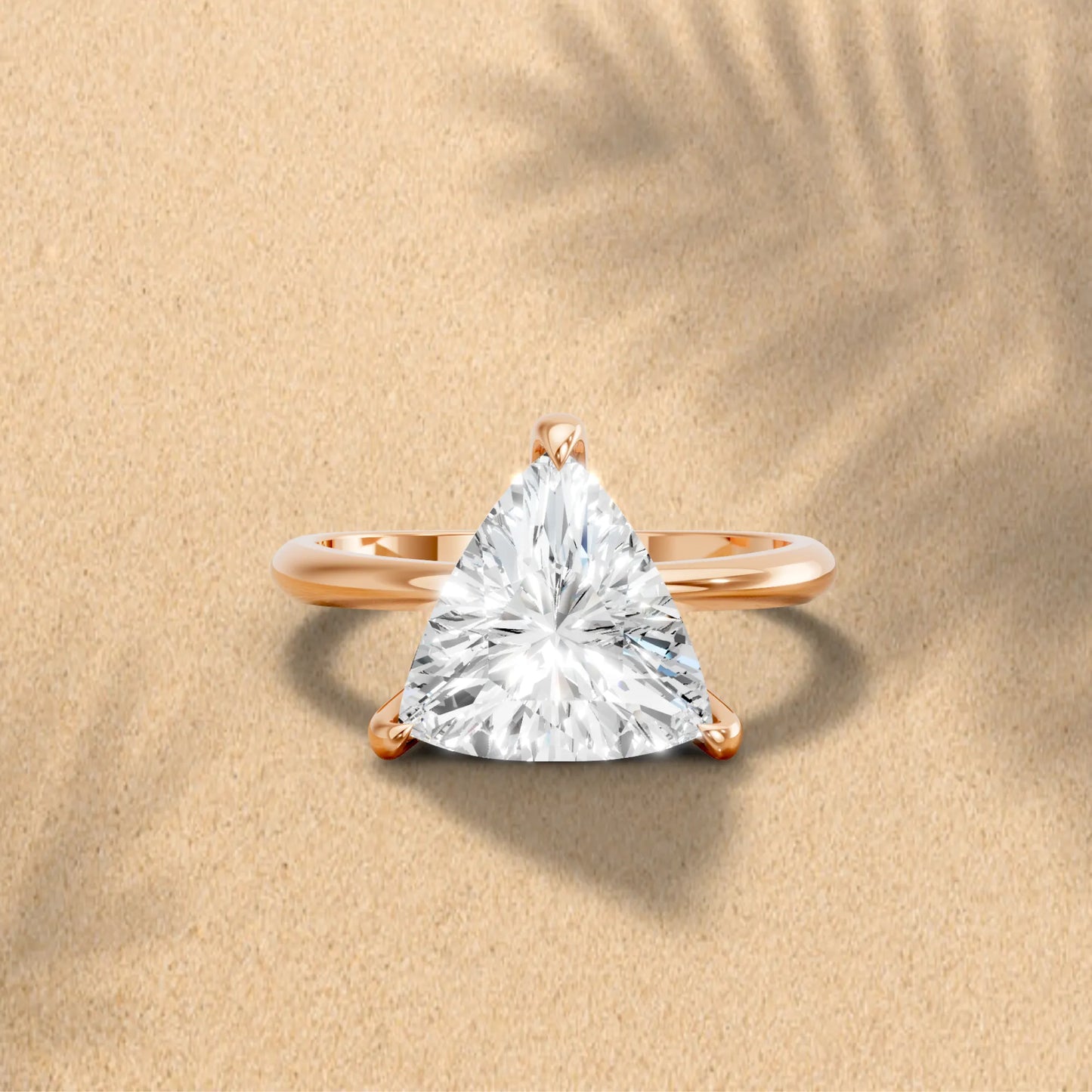 14K Gold Trillion Cut Diamond Solitaire Engagement Ring