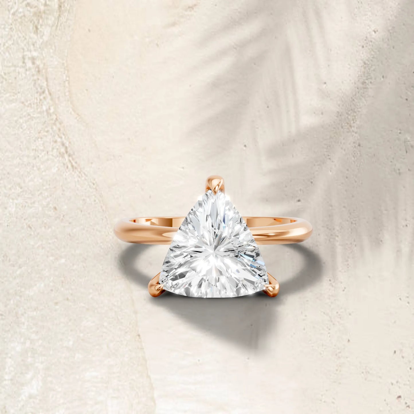14K Gold Trillion Cut Diamond Solitaire Engagement Ring