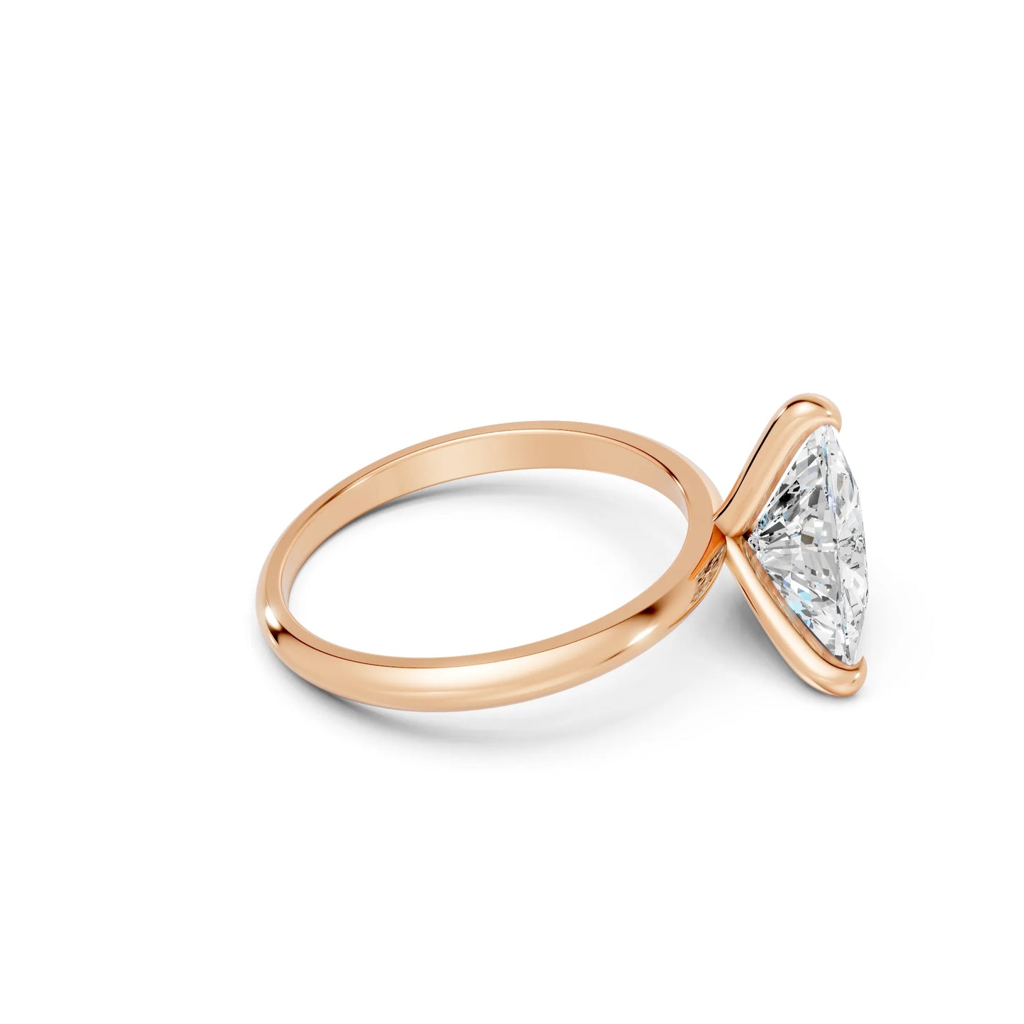 14K Gold Trillion Cut Diamond Solitaire Engagement Ring