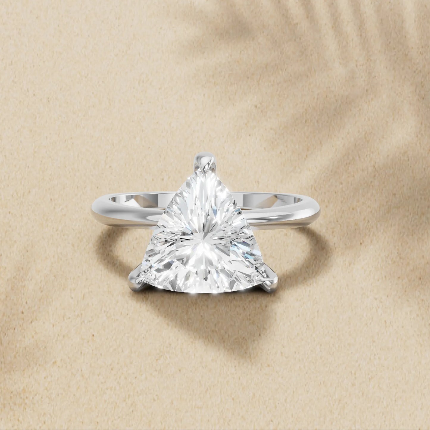 14K Gold Trillion Cut Diamond Solitaire Engagement Ring