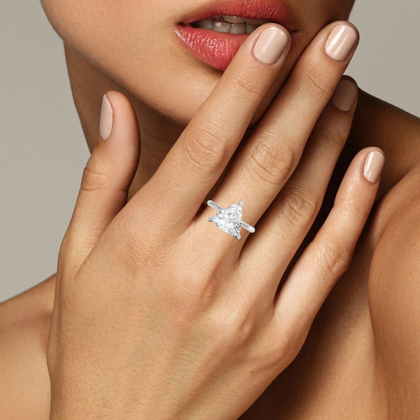 14K Gold Trillion Cut Diamond Solitaire Engagement Ring