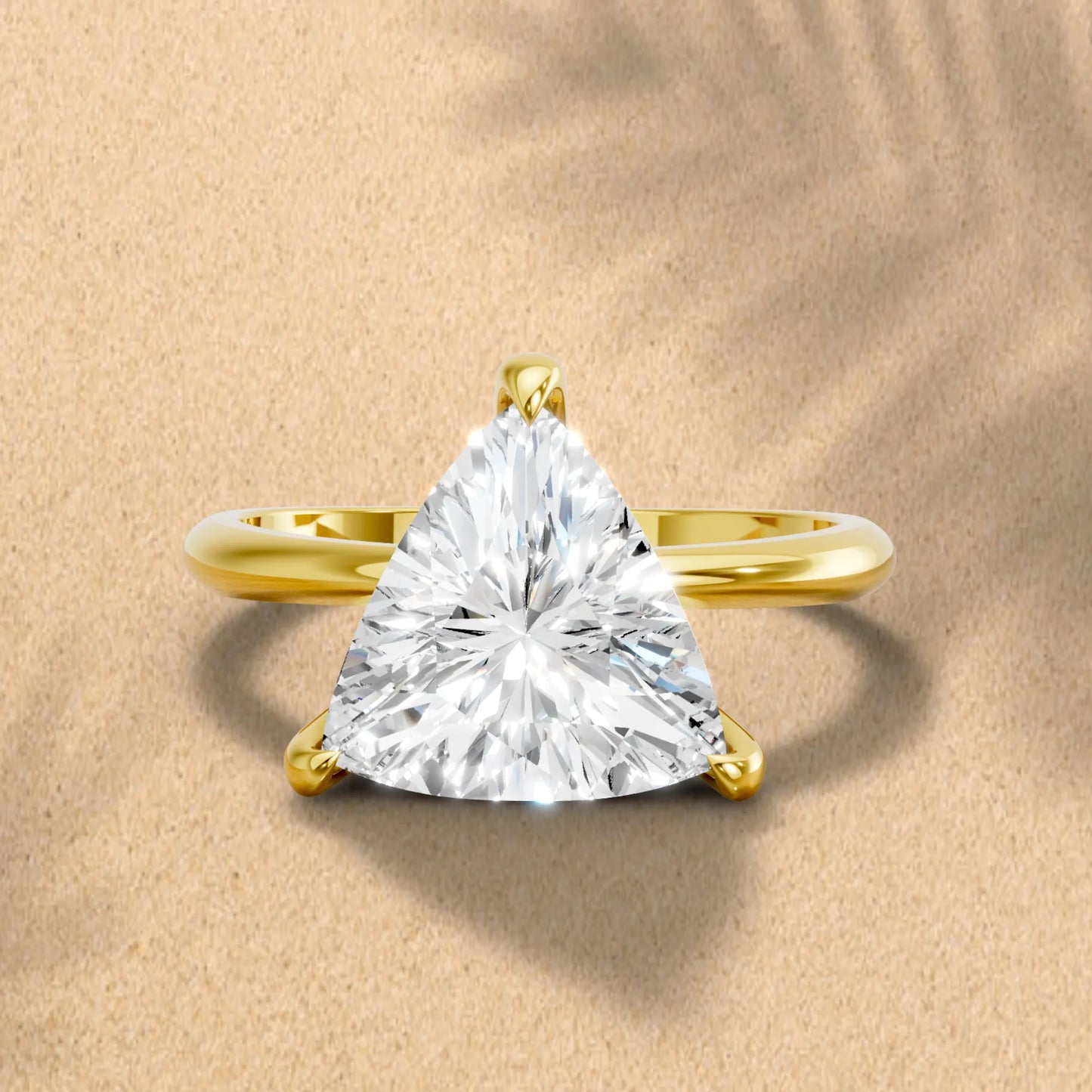 14K Gold Trillion Cut Diamond Solitaire Engagement Ring