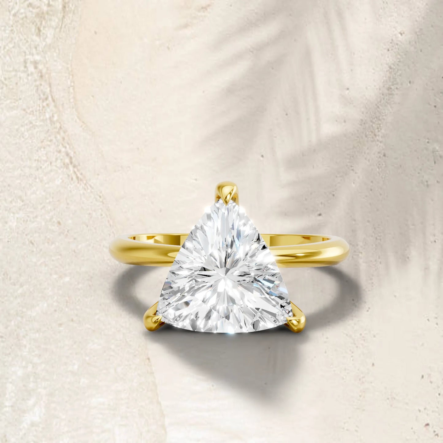 14K Gold Trillion Cut Diamond Solitaire Engagement Ring