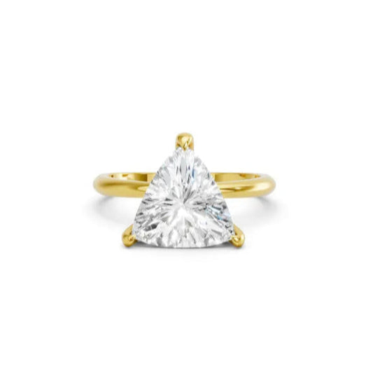 14K Gold Trillion Cut Diamond Solitaire Engagement Ring