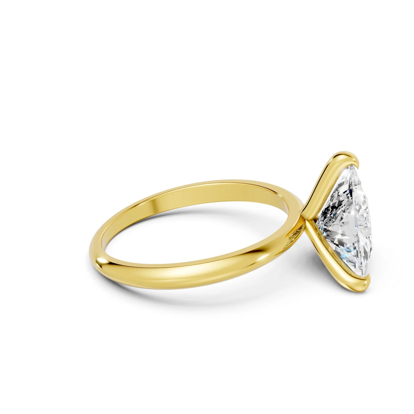 14K Gold Trillion Cut Diamond Solitaire Engagement Ring