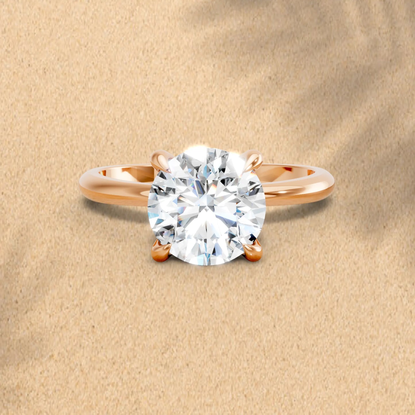 14K Gold Round Cut Diamond Solitaire Engagement Ring