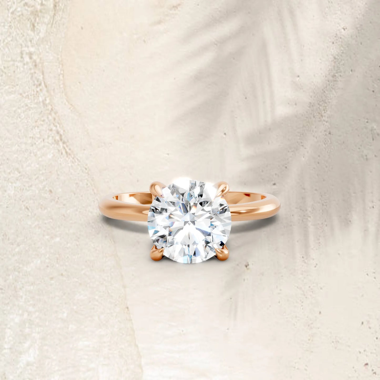 14K Gold Round Cut Diamond Solitaire Engagement Ring