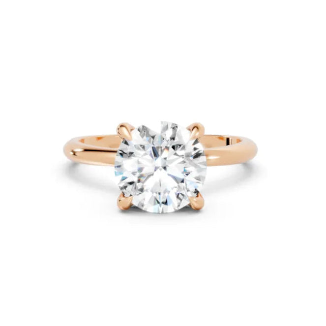 14K Gold Round Cut Diamond Solitaire Engagement Ring