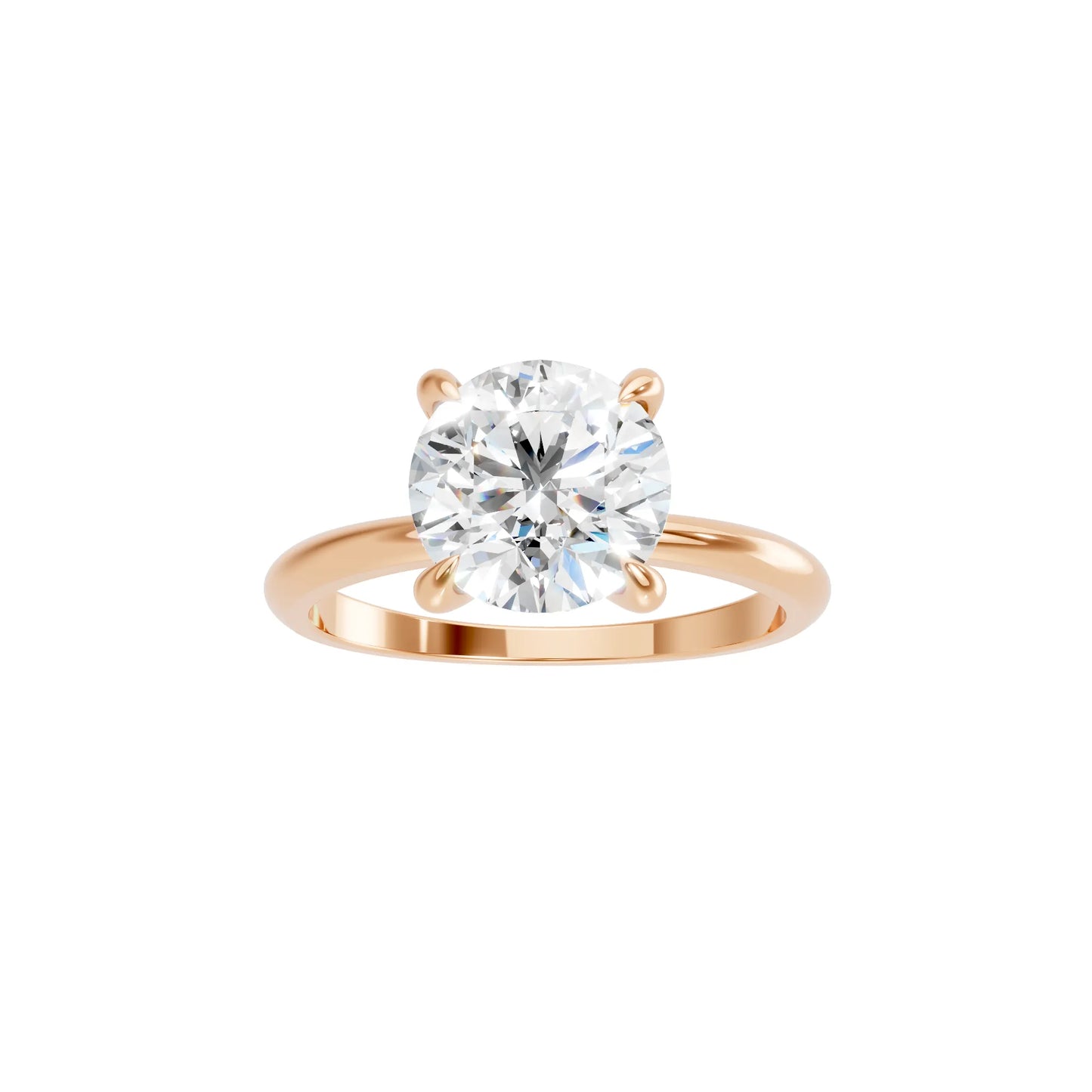 14K Gold Round Cut Diamond Solitaire Engagement Ring