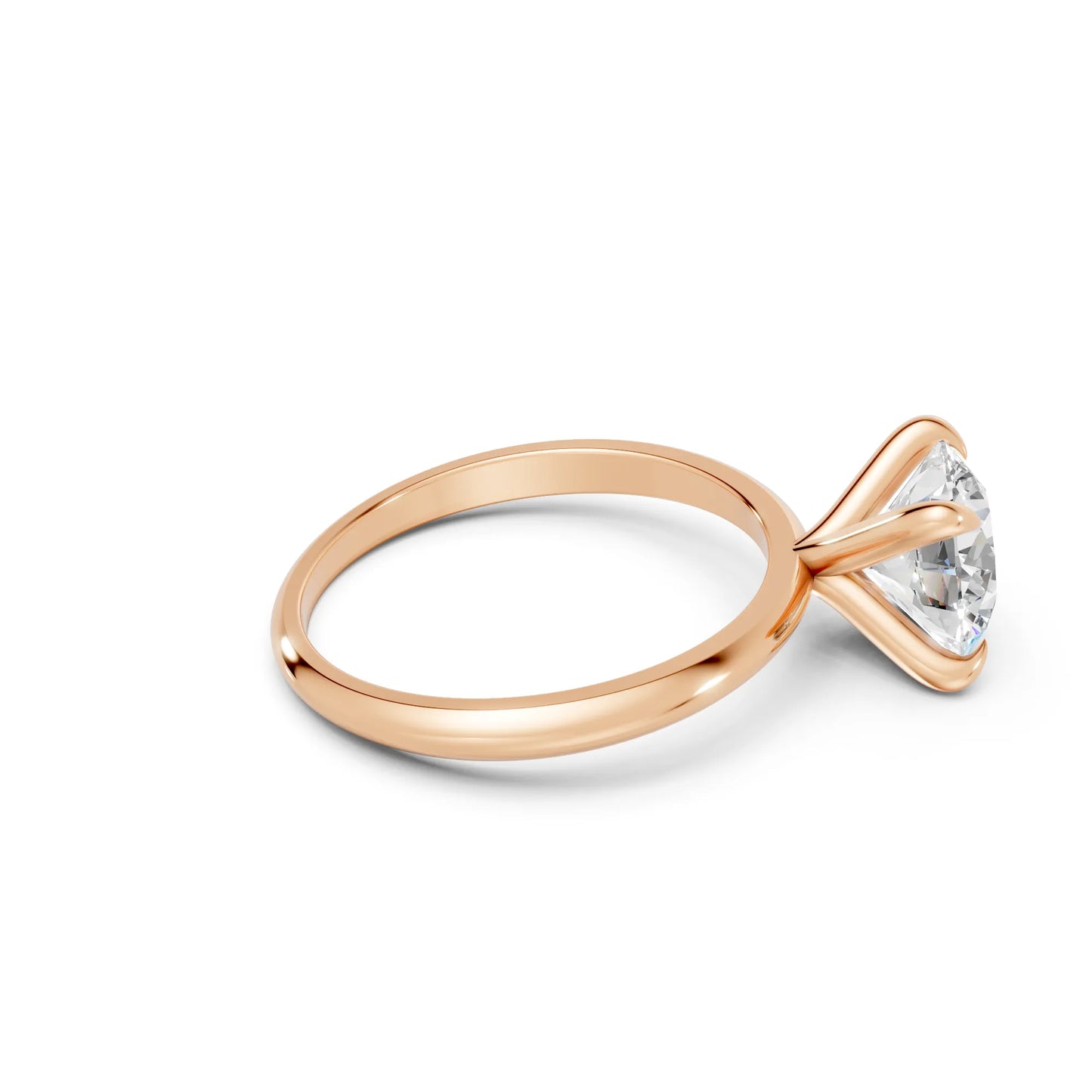 14K Gold Round Cut Diamond Solitaire Engagement Ring