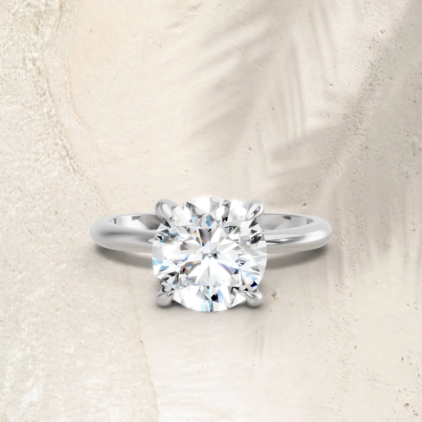 14K Gold Round Cut Diamond Solitaire Engagement Ring