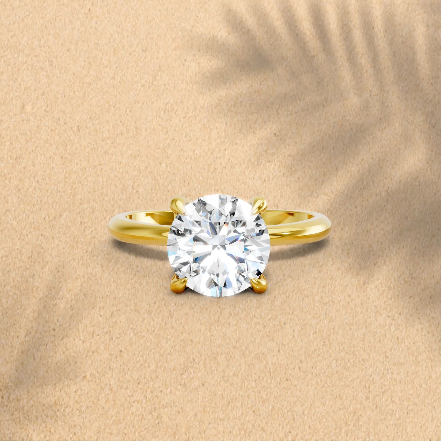 14K Gold Round Cut Diamond Solitaire Engagement Ring