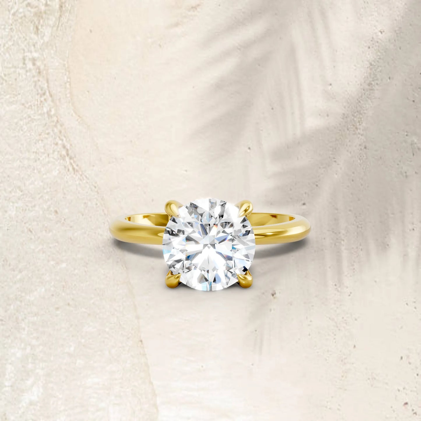14K Gold Round Cut Diamond Solitaire Engagement Ring