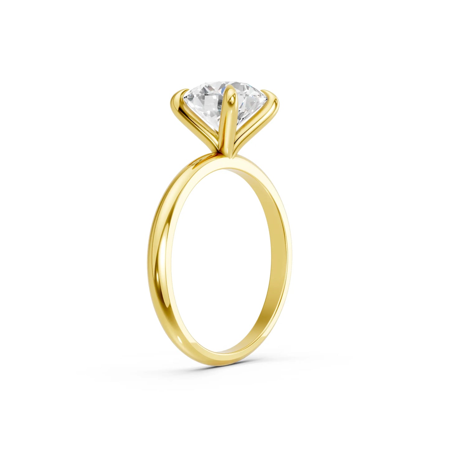 14K Gold Round Cut Diamond Solitaire Engagement Ring