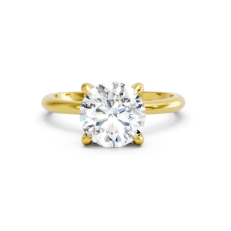 14K Gold Round Cut Diamond Solitaire Engagement Ring