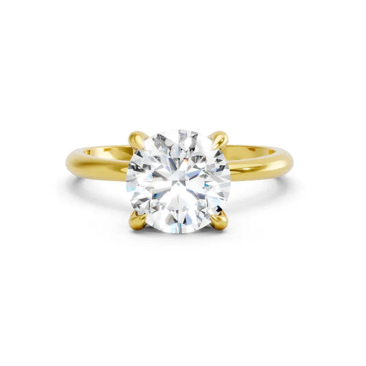 14K Gold Round Cut Diamond Solitaire Engagement Ring