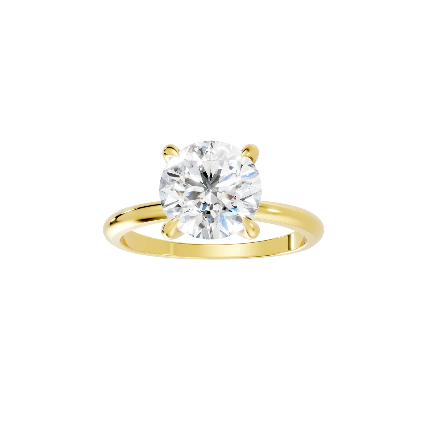 14K Gold Round Cut Diamond Solitaire Engagement Ring