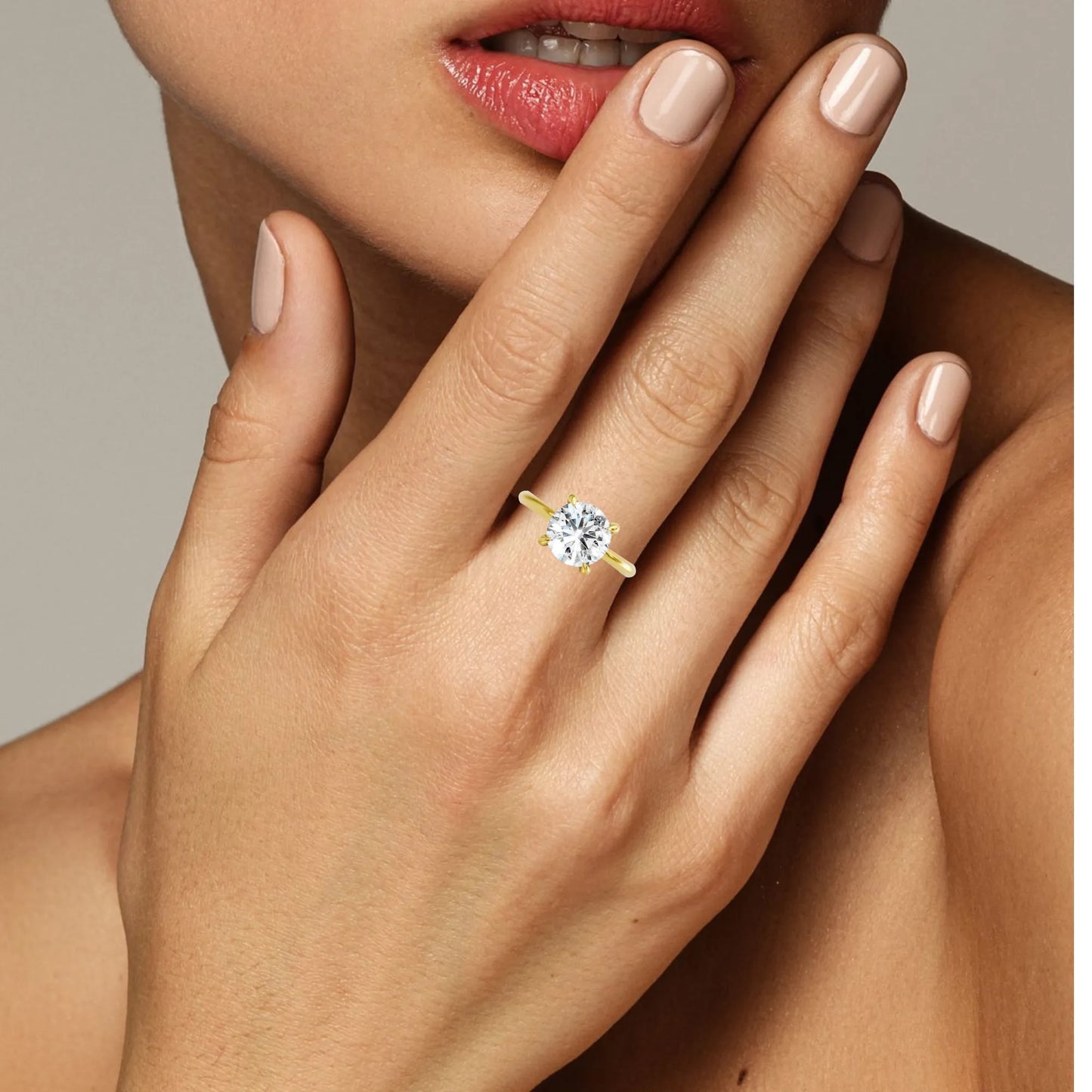 14K Gold Round Cut Diamond Solitaire Engagement Ring