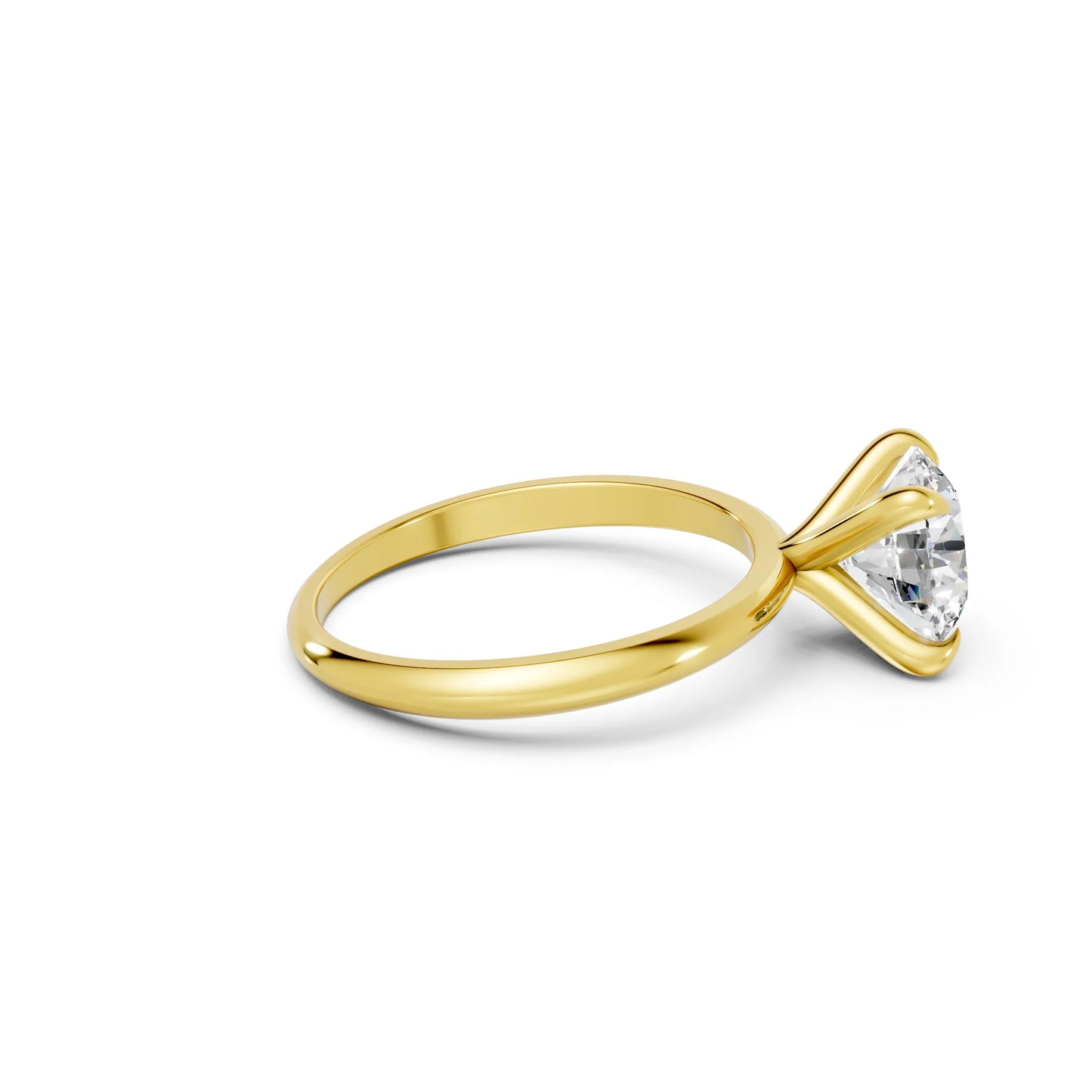 14K Gold Round Cut Diamond Solitaire Engagement Ring