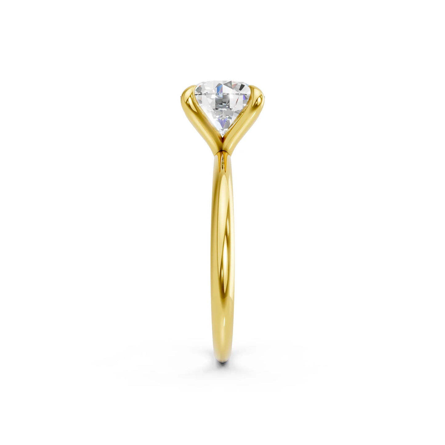14K Gold Round Cut Diamond Solitaire Engagement Ring