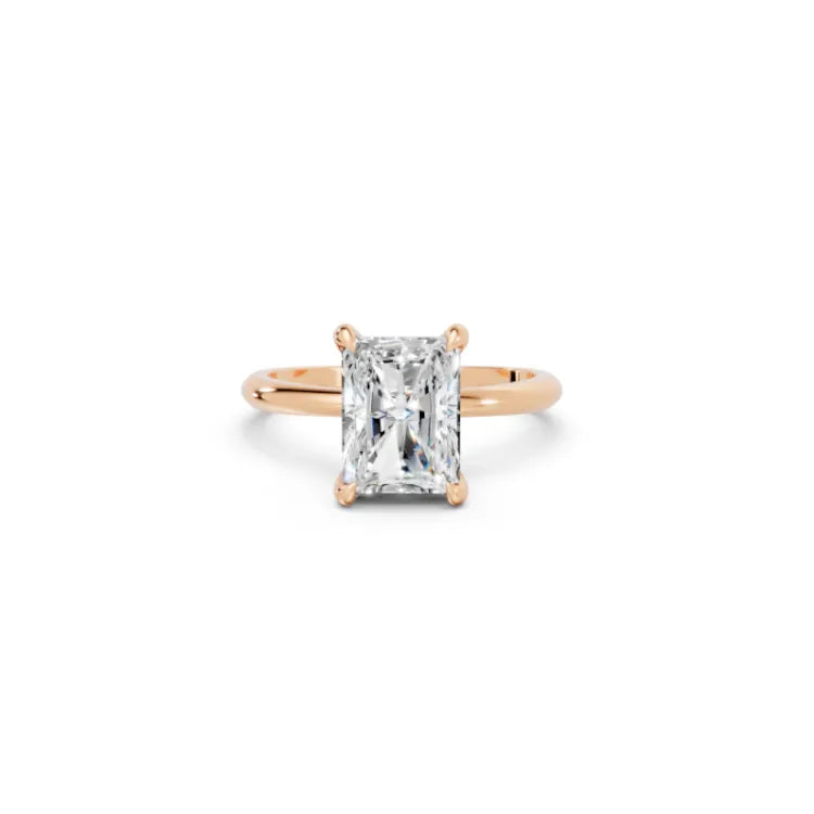 14K Gold Radient Cut Diamond Solitaire Engagement Ring