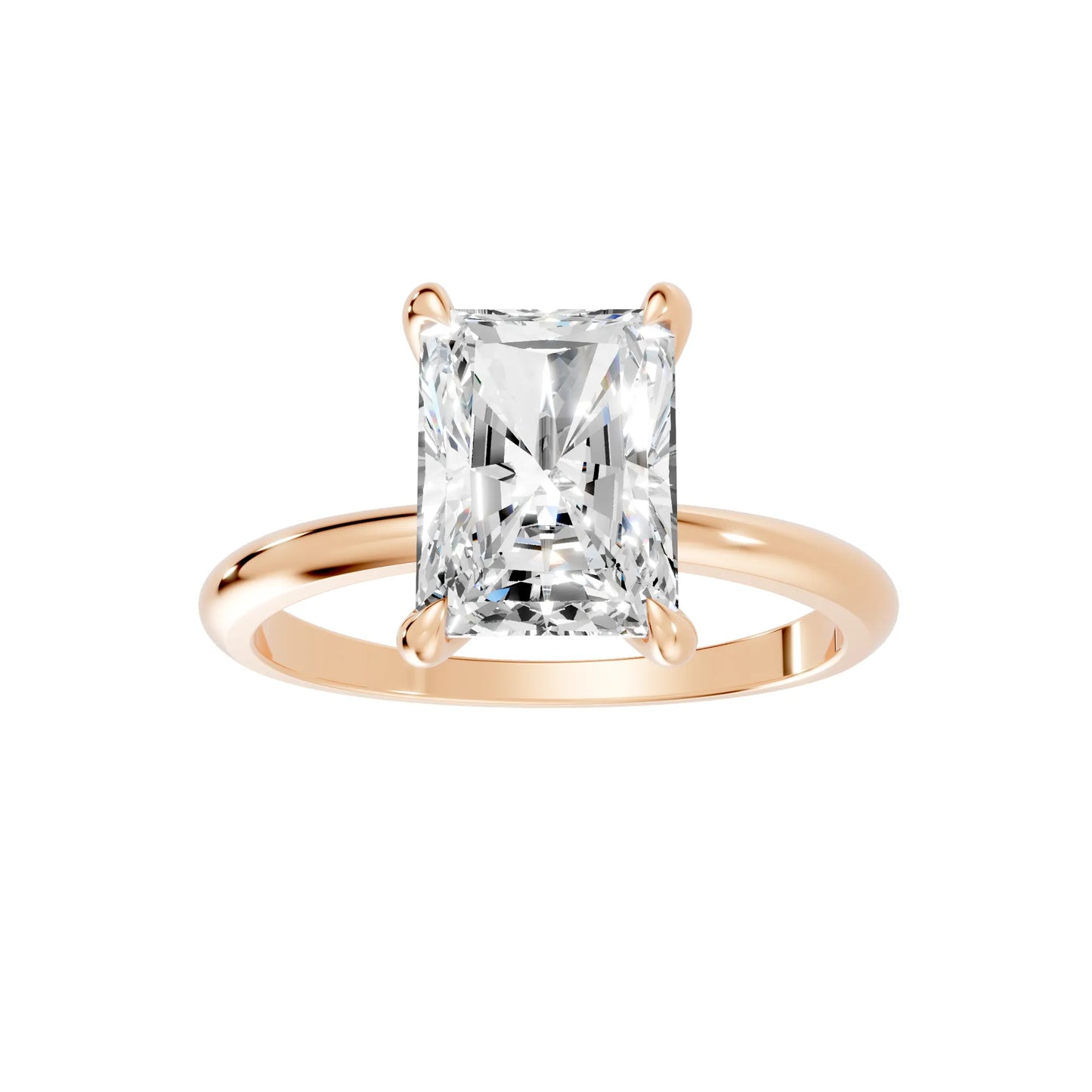 14K Gold Radient Cut Diamond Solitaire Engagement Ring