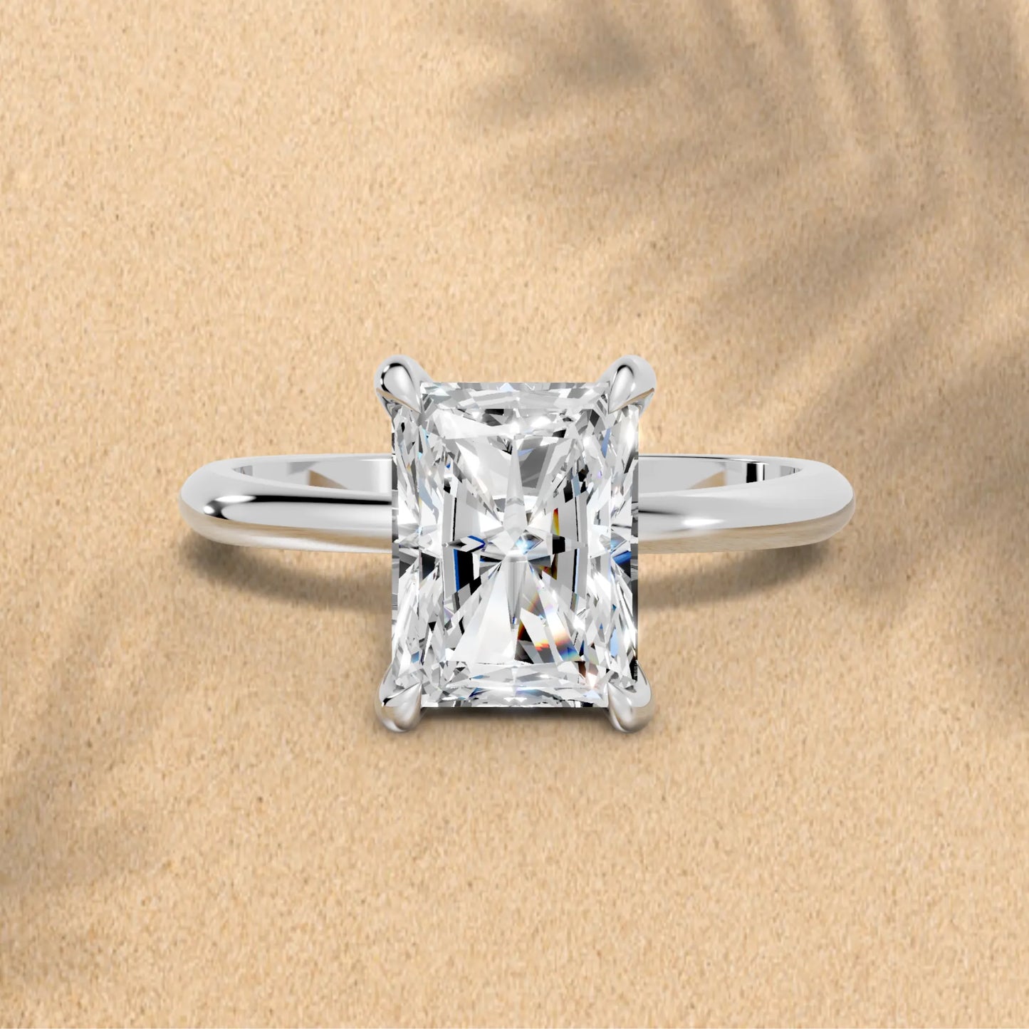 14K Gold Radient Cut Diamond Solitaire Engagement Ring