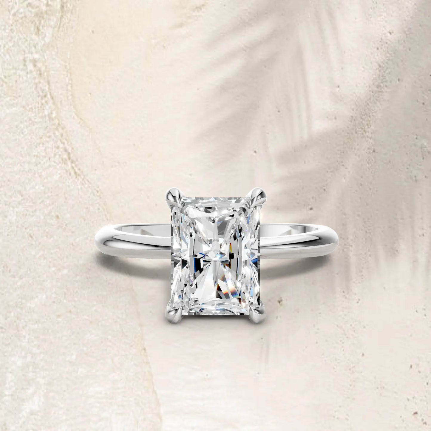 14K Gold Radient Cut Diamond Solitaire Engagement Ring