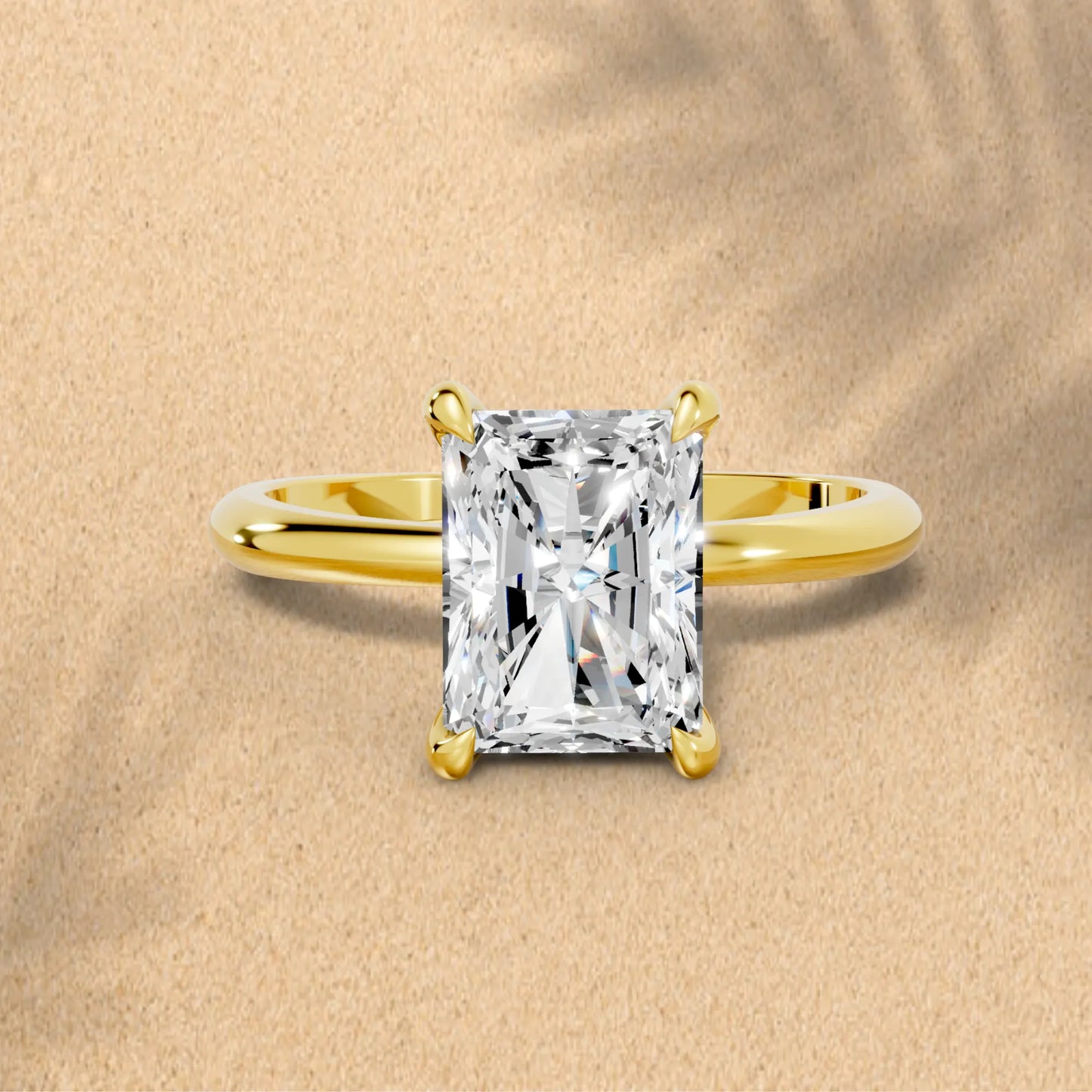 14K Gold Radient Cut Diamond Solitaire Engagement Ring