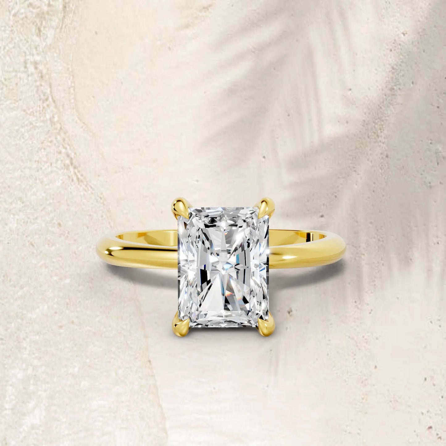 14K Gold Radient Cut Diamond Solitaire Engagement Ring