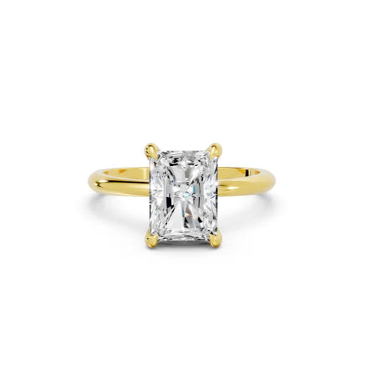 14K Gold Radient Cut Diamond Solitaire Engagement Ring