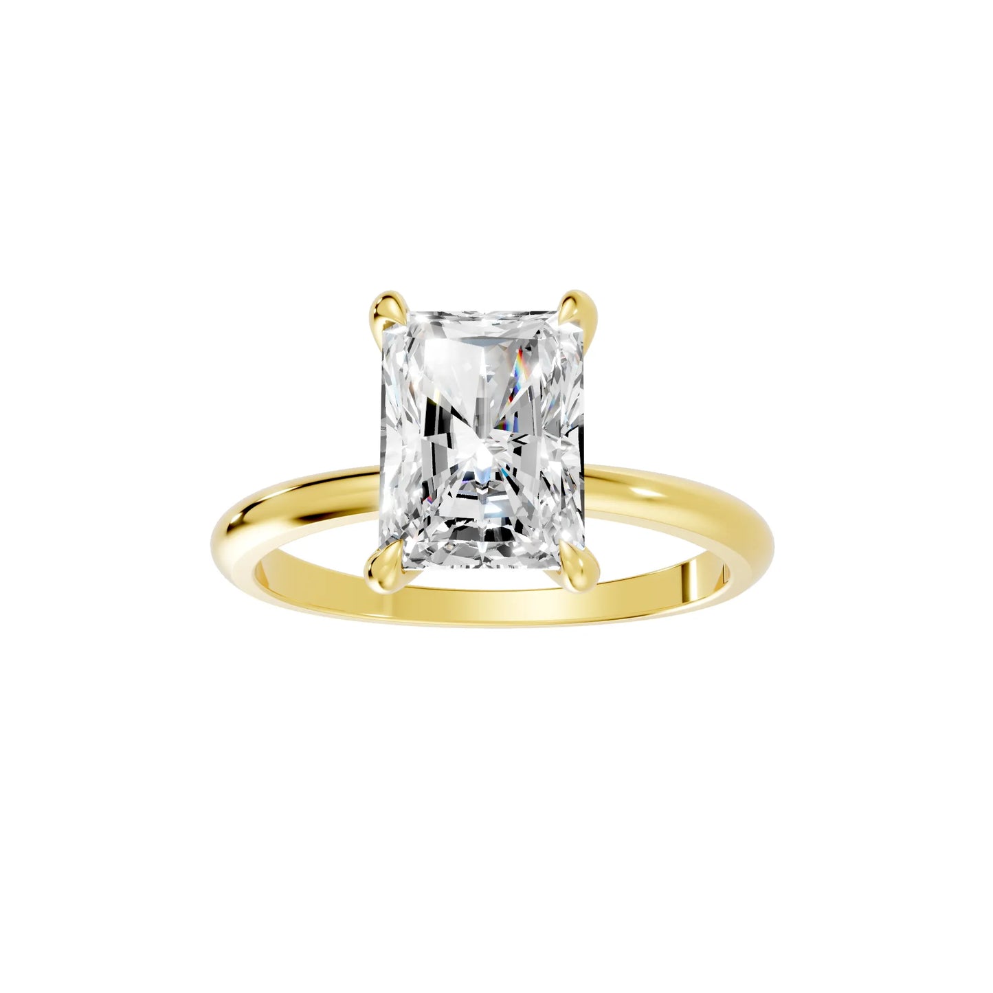 14K Gold Radient Cut Diamond Solitaire Engagement Ring