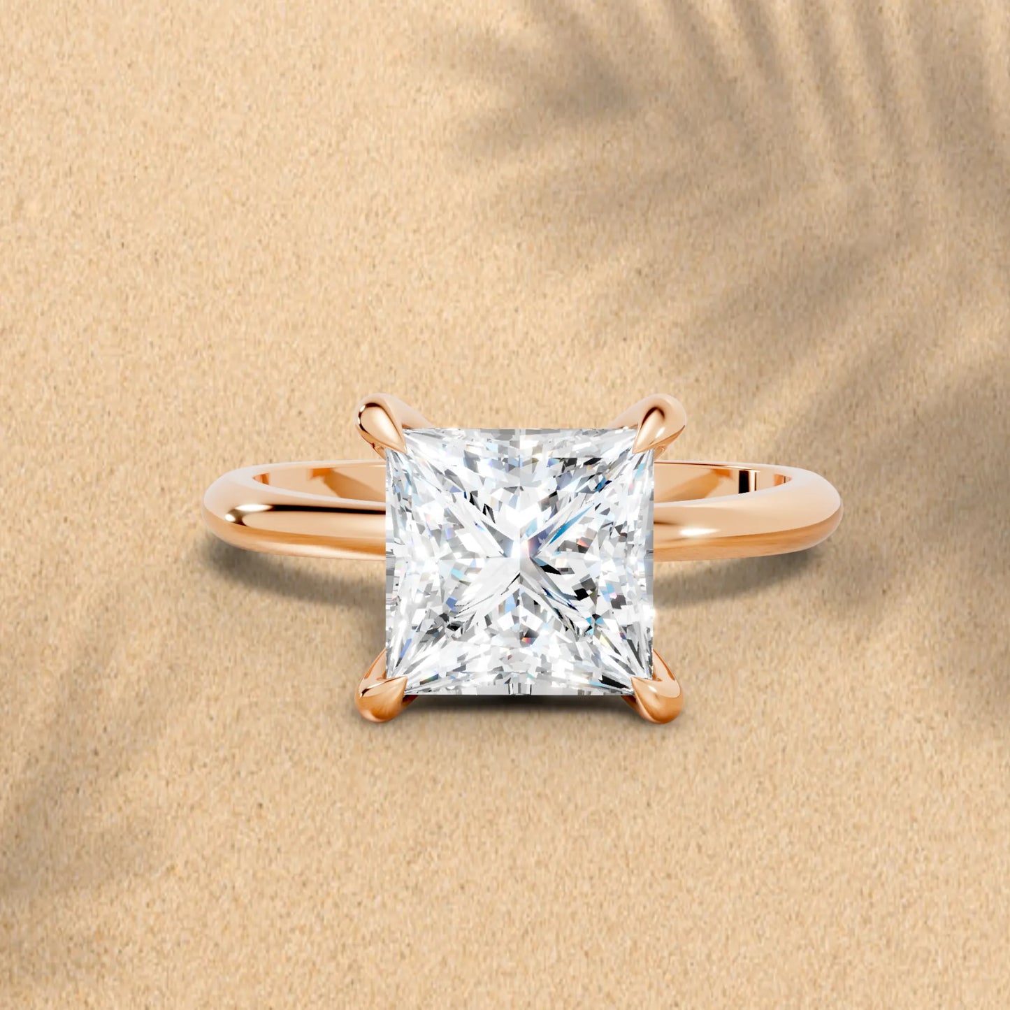 14K Gold Princess Cut Diamond Solitaire Engagement Ring