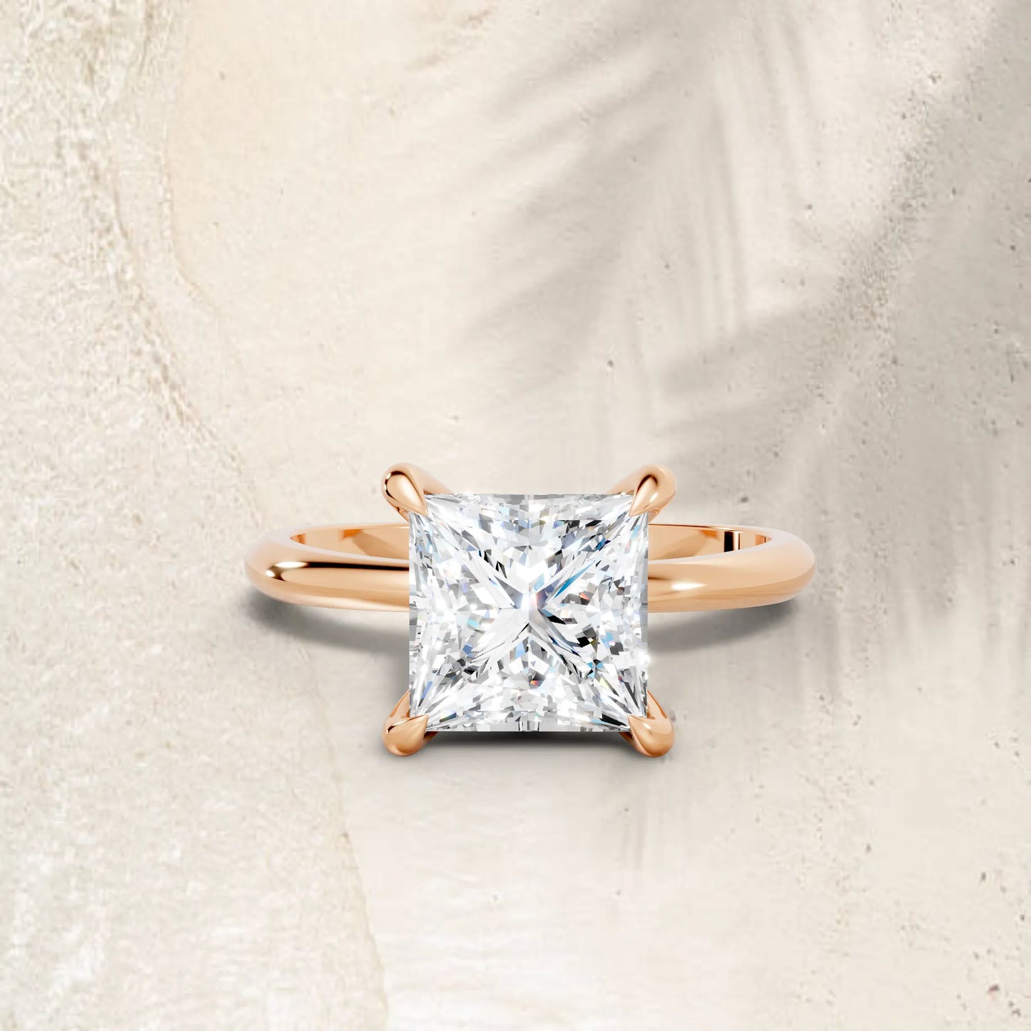 14K Gold Princess Cut Diamond Solitaire Engagement Ring