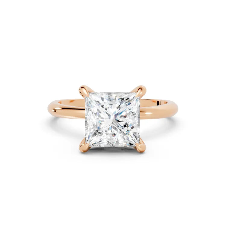 14K Gold Princess Cut Diamond Solitaire Engagement Ring