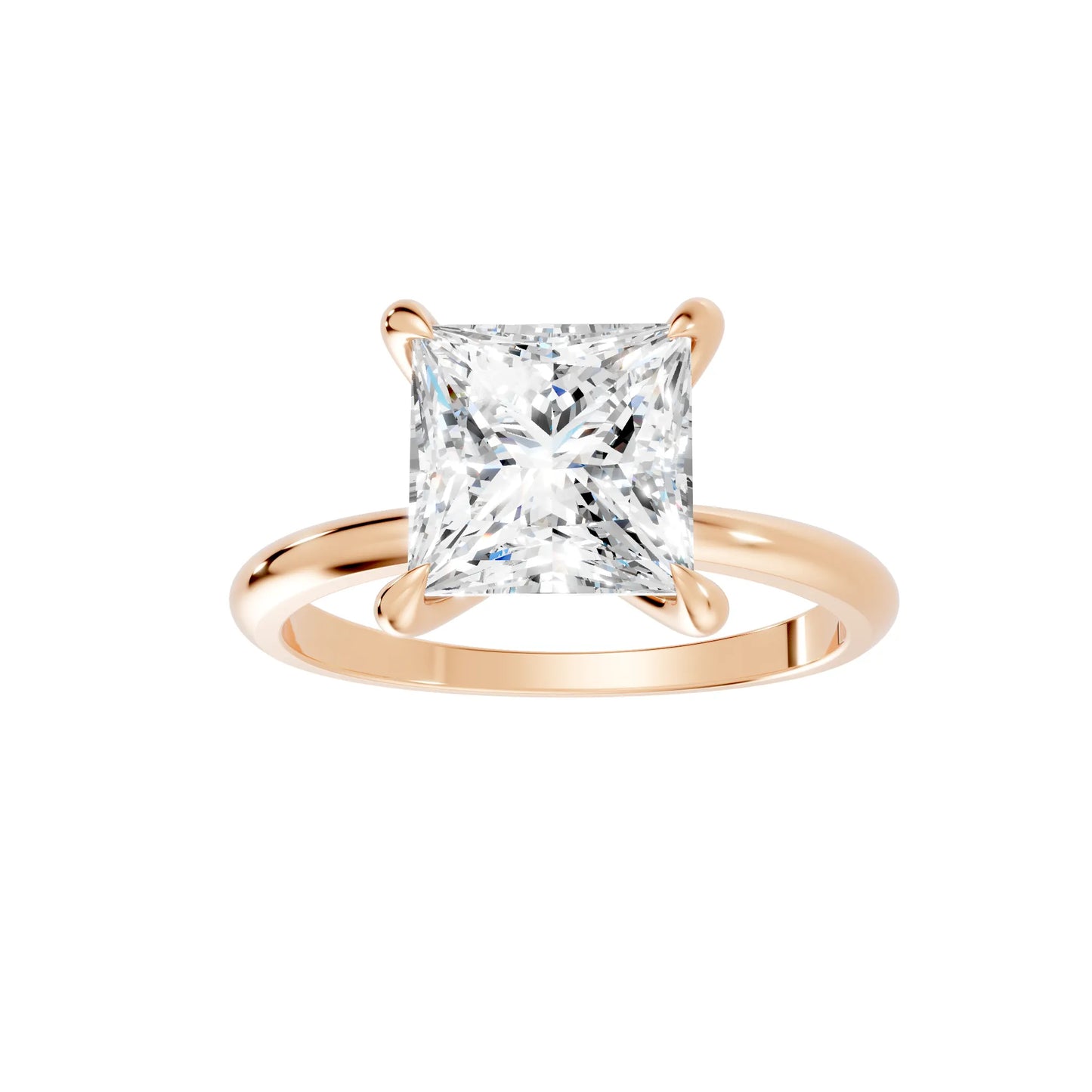 14K Gold Princess Cut Diamond Solitaire Engagement Ring