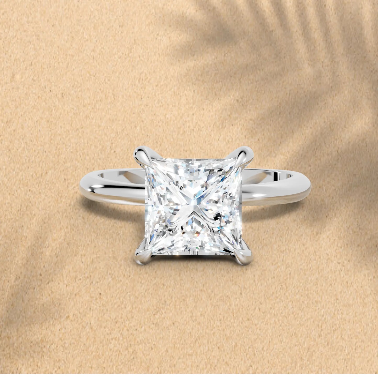 14K Gold Princess Cut Diamond Solitaire Engagement Ring