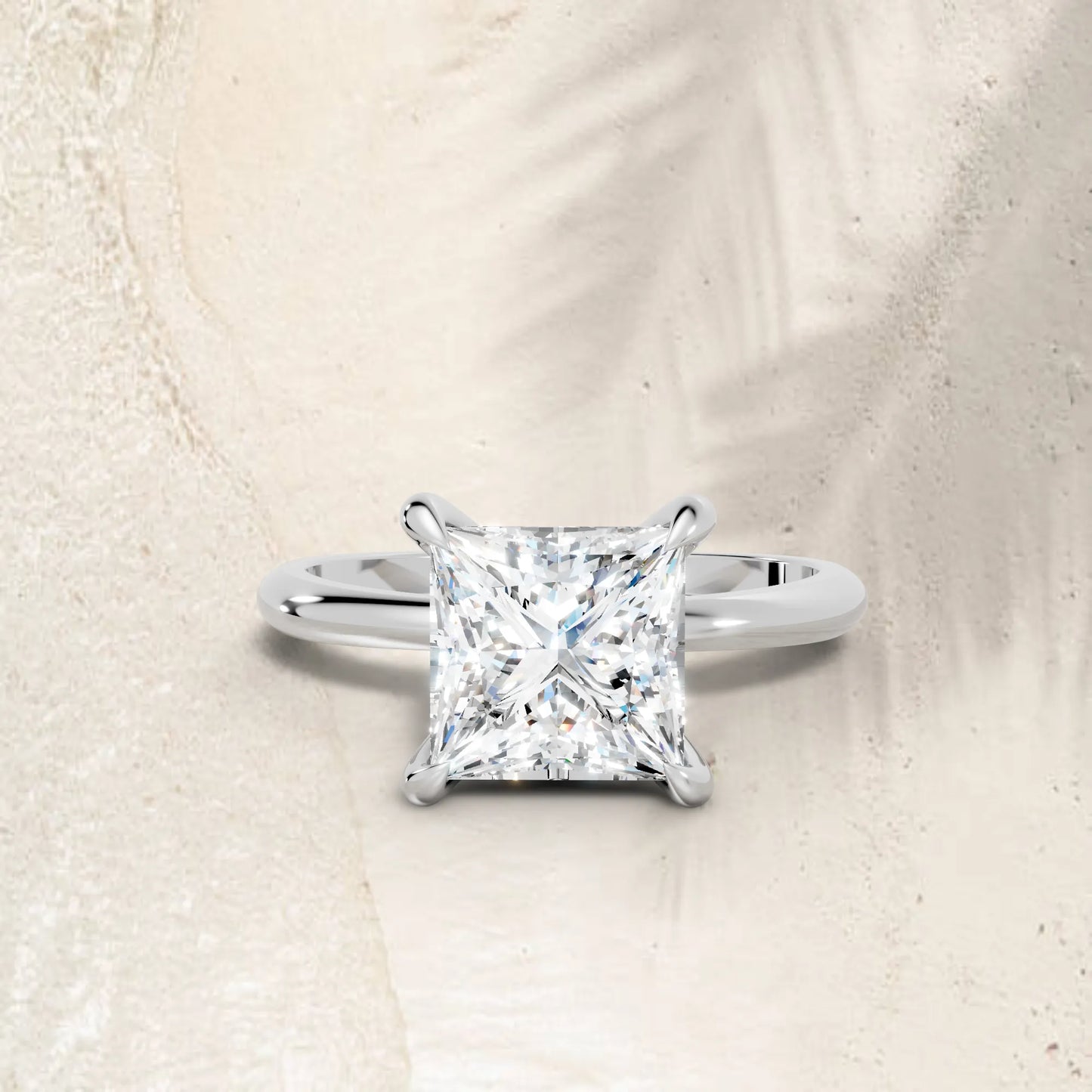 14K Gold Princess Cut Diamond Solitaire Engagement Ring