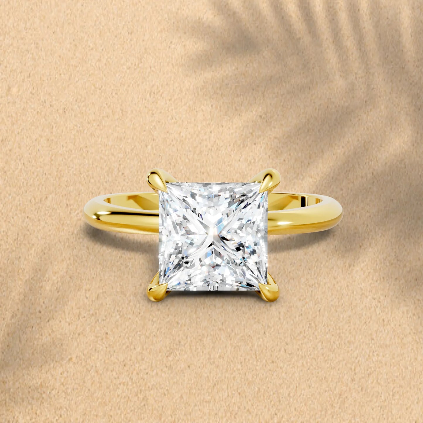 14K Gold Princess Cut Diamond Solitaire Engagement Ring