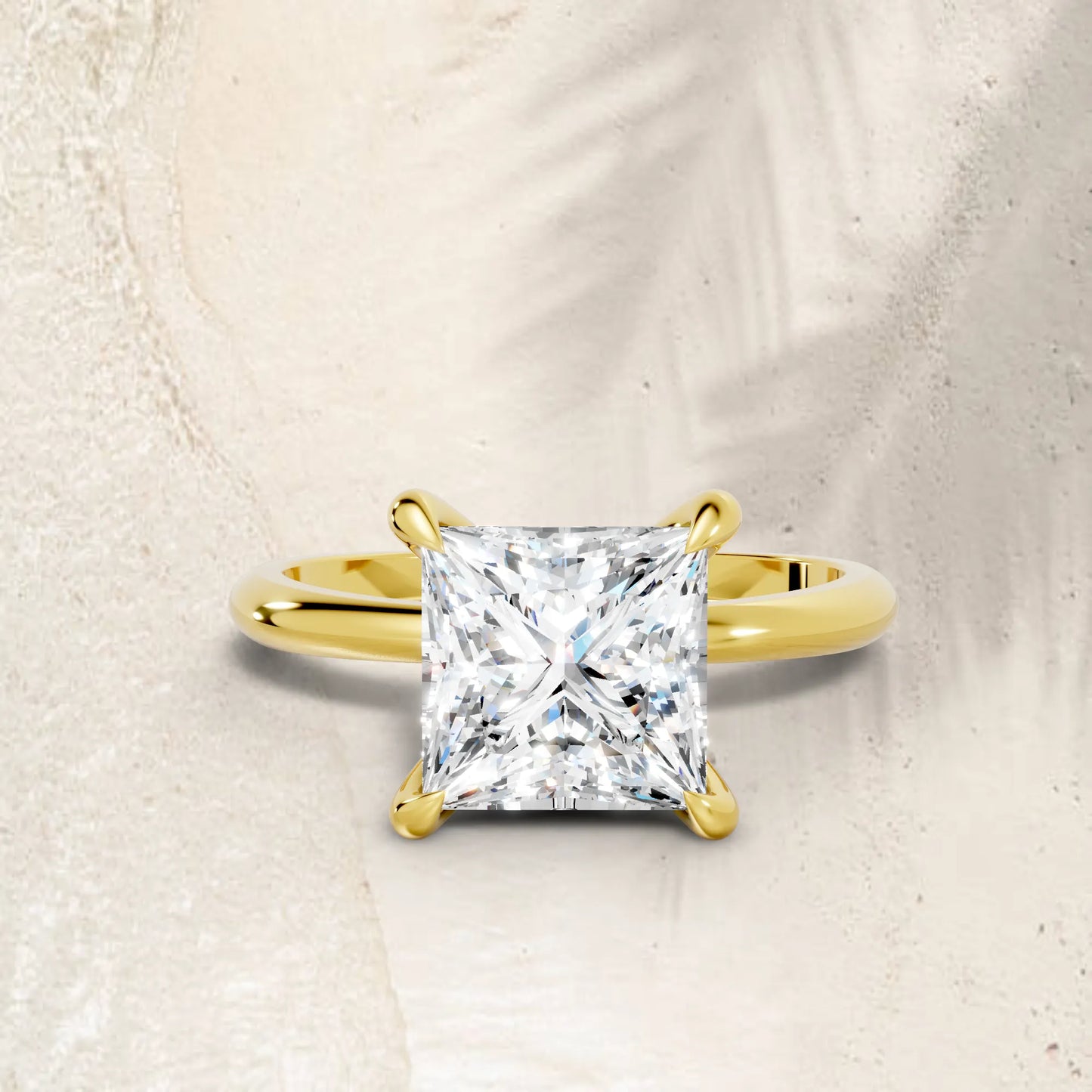 14K Gold Princess Cut Diamond Solitaire Engagement Ring