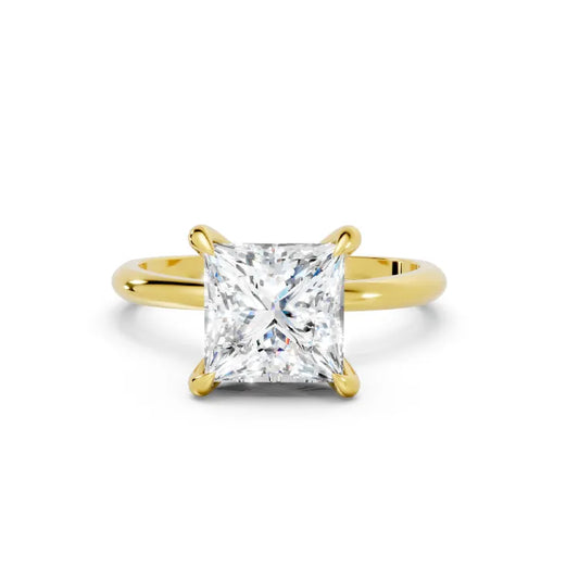 14K Gold Princess Cut Diamond Solitaire Engagement Ring