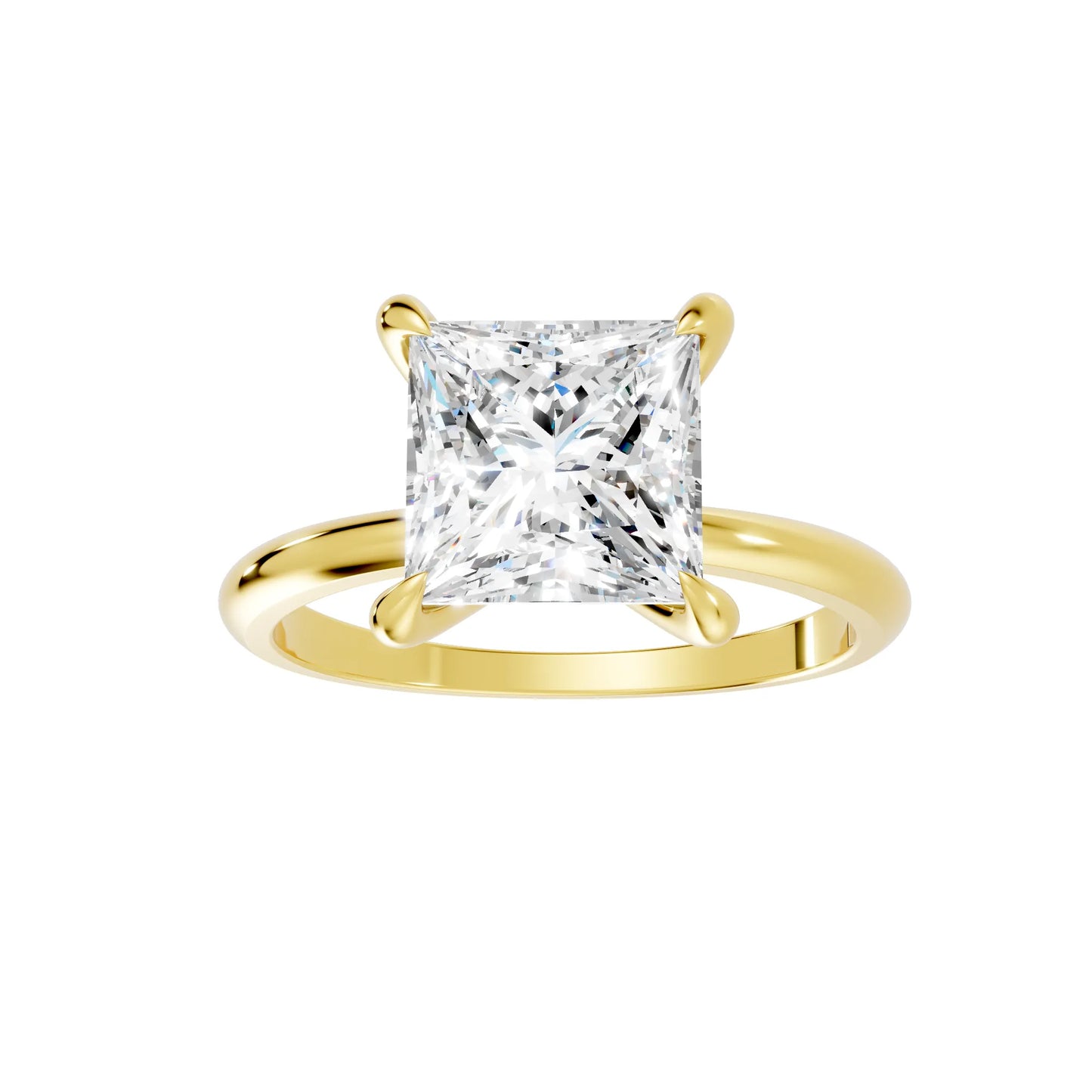 14K Gold Princess Cut Diamond Solitaire Engagement Ring