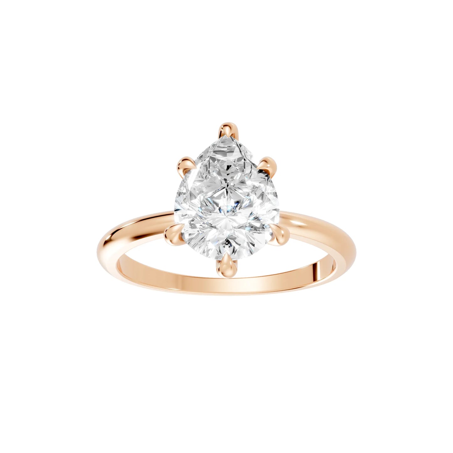 14K Gold Pear Cut Diamond Solitaire Engagement Ring
