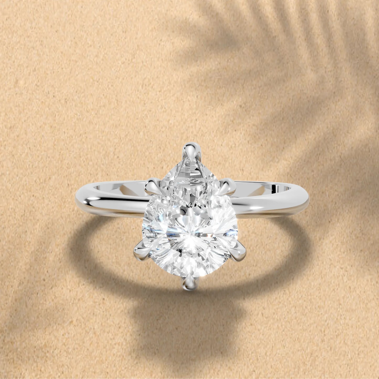 14K Gold Pear Cut Diamond Solitaire Engagement Ring
