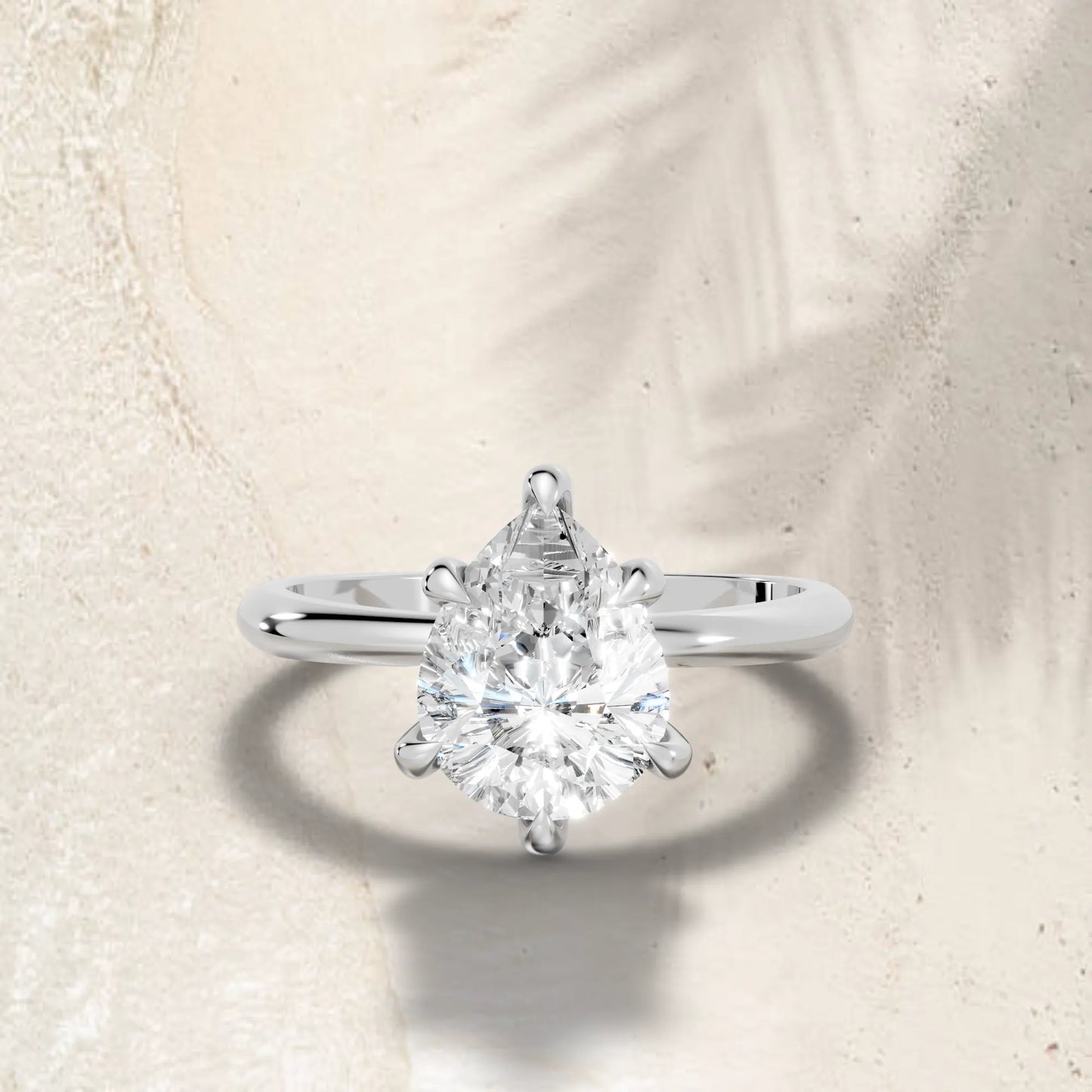 14K Gold Pear Cut Diamond Solitaire Engagement Ring
