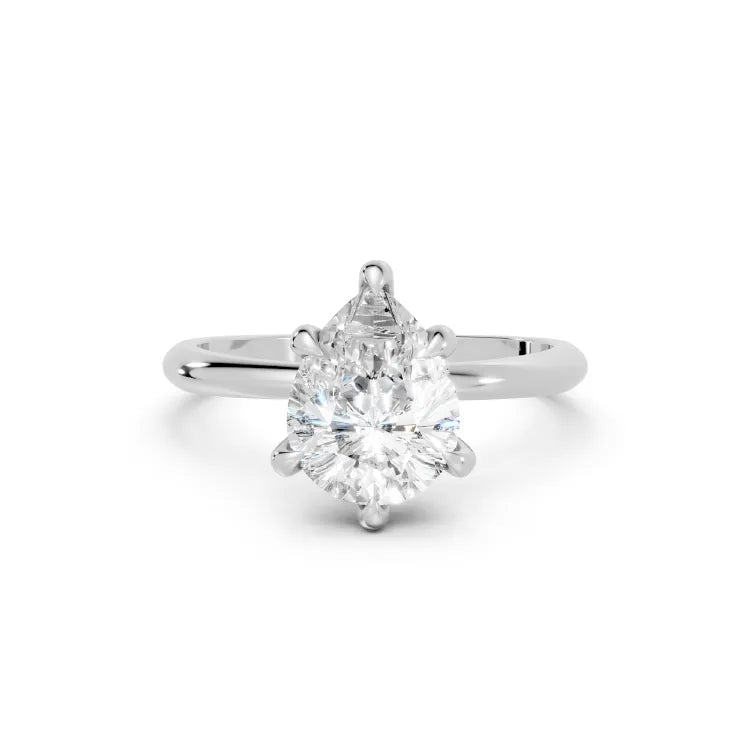 14K Gold Pear Cut Diamond Solitaire Engagement Ring