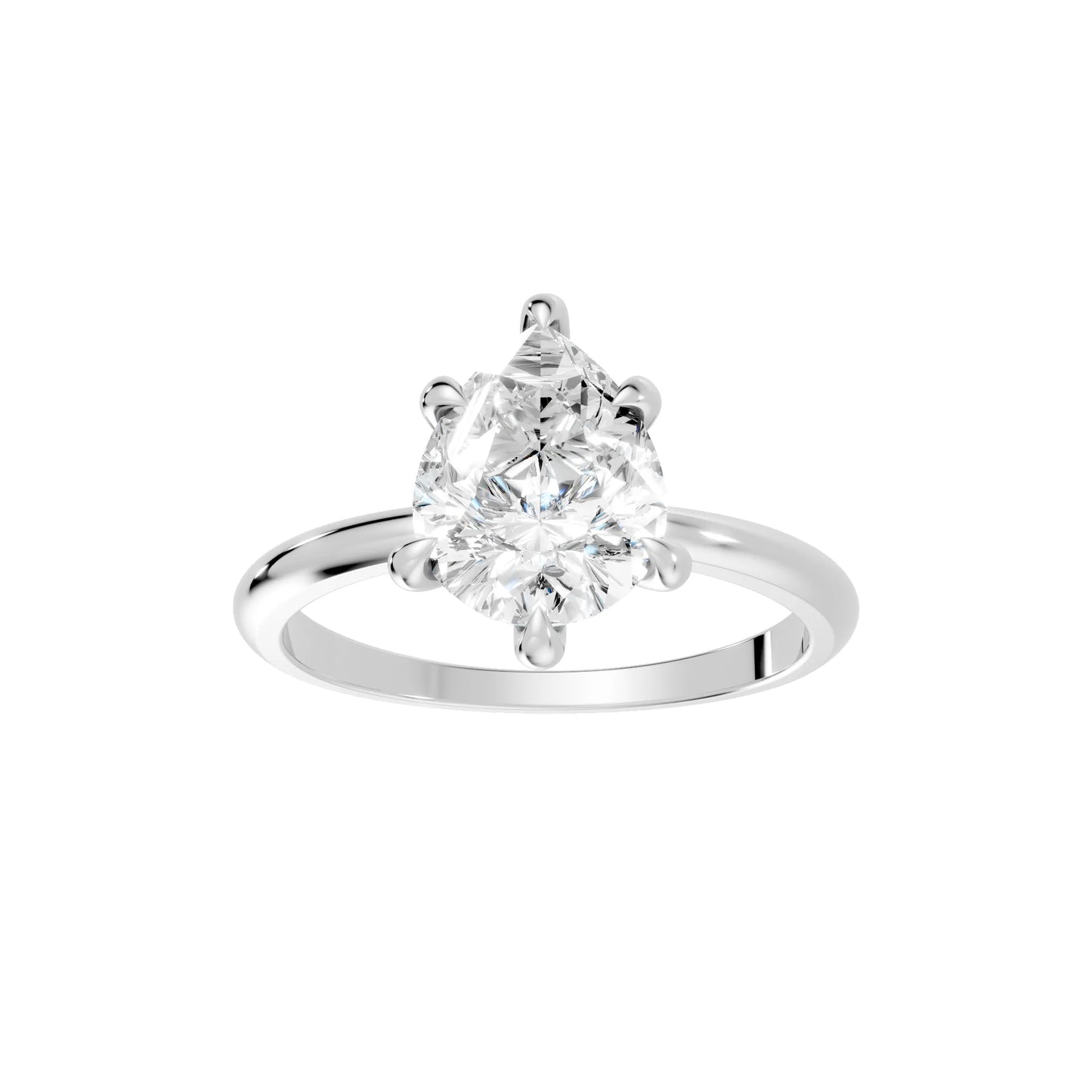 14K Gold Pear Cut Diamond Solitaire Engagement Ring