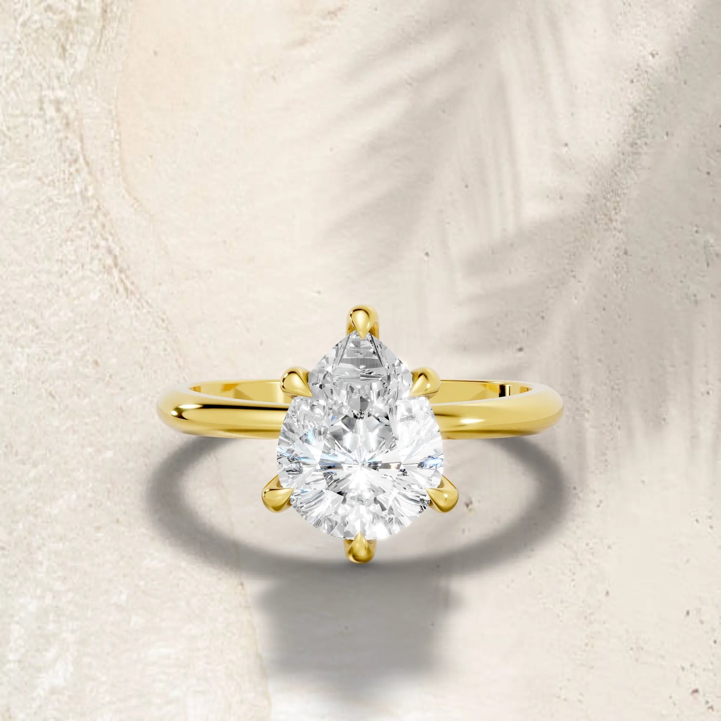14K Gold Pear Cut Diamond Solitaire Engagement Ring